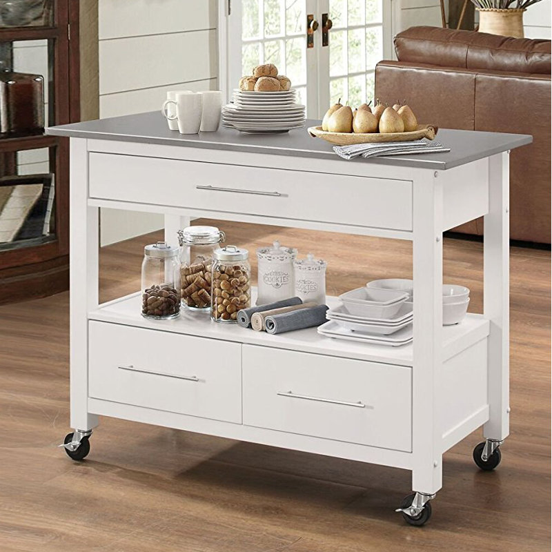 Ebern Designs Futral Stainless Steel Wheeled Kitchen Island Wayfair